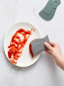 1PC Oil Scraper Brush, Penguin Designed Oil Scraper Kitchen Tool, Used For Removing Oil Stains, Baking, Easy To Use, Hands Oil-Free, Penguin Soft Scraper, Household Kitchen Oil Scraper Board, Used For Scraping Oil Stains, Baking Kitchen Small Tool - Grey - View 5