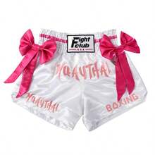 1pc New Pink Bow Muay Thai Shorts, Sanda Training Pants, Boxing Training Shorts, Adult New Bow Ribbon Shorts, Boxing Shorts Sports Fall - Pink - View 10