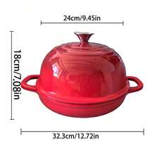 24cm Enameled Cast Iron Dutch Oven - Round Top With Double-Ear Tray, Ideal For Homemade Sourdough Bread, Home Baking (Bread/Desserts/Pastries) - View 11