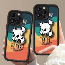 Diseño colorido de calavera para patineta de  Baker.funda de teléfono Fundas compatibles con ,Apple,VIVO,OPPO,,, y Honor.Fabricadas en silicona TPU,ofrecen protección contra golpes y caídas. - Negro - Ver 1
