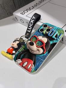 Disney Mickey Mouse Clubhouse Phone Case : 3D Fluffy Pattern Border Protector Phone Soft Phone Case With A Free Cute Mickey Bracelet Chain Lanyard, Mickey, Minnie, Goofy, Donald Duck, Daisy Duck, Pluto, For Apple 17 Promax 17 Pro 16 15 14 13 12 11 Pro Max XS Max X XR Soft Cover Summer Phone Case - trắng - Xem 7