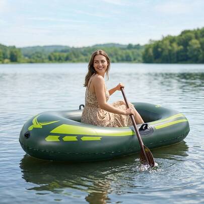 ABAHUB 1 PC Single Person Outdoor Inflatable Kayak – Portable Folding Fishing Boat, Thickened PVC Raft For Lake River Drifting & Wild Fishing
