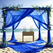 Elegant Navy Blue Sheer Mesh Decor, Suitable For Wedding Arches, Birthday Parties, Valentine's Day, Easter, Christmas, Halloween And Thanksgiving - Ideal For Indoor/Outdoor Ceremony Decor, Graceful Chiffon, Durable Chiffon Fabric, Chiffon Textile, Multipurpose Drape, Party Organizers, Event Planners - Multicolor - View 7