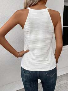 LUNE Camiseta de tirantes de cuello halter casual y cómoda para mujer, 95% algodón, adecuada para el verano - Blanco - Ver 7