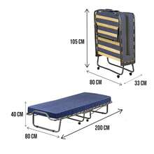 Ascea - Letto Pieghevole, 80x200 cm Nero, Materasso Incluso Made in Italy - Blu - Visualizzare 3