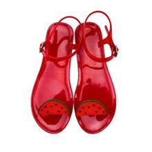 A Pair Of Round Toe New Jelly Sandals For Women, Non Slip Soft Bottom PVC Beach Sandals, Lemon Fruit - 西瓜 - 查看 2