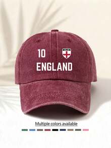 1pc Washed Baseball Cap With "ENGLAND 10" National Flag Logo Print, Best Gift Choice, Versatile Casual Fashionable, Highly Attractive All-Season Decorative Item, Must-Have Stylish Accessory - Washed Cap - View 14