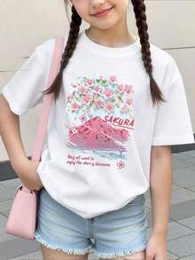 Camiseta de manga corta con cuello redondo y estampado floral de hibisco y eslogan de moda, estilo casual minimalista para chicas adolescentes, top floral de verano, camisetas gráficas estilo western, ropa de hombre, camisas para hombre, camisetas gráficas, ropa de mujer, tops de verano, ropa de verano, camisetas gráficas, agradables al tacto y de alta calidad. - Blanco - Ver 3