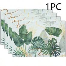 18*11.81 Inch (45*30cm) Tropical Monstera Leaf Print Rectangular Placemats, Available In 1/2/4/6/8/30 Sets, Made Of 100% Polyester With Non-Slip And Heat-Resistant Properties, Machine Washable, Hand Washable And Dry Cleanable, Ideal For Daily Dining And Home Decor, Perfect For Tropical And Boho Style Enthusiasts - Multicolor - View 13