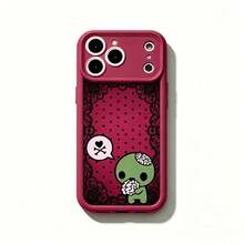 Y2k Kawaii Emo Zombie Phone Case |   Pink Black Polka Dot Skull Pattern Protective Cover, Soft Durable TPU Cover With Lens Protection. Compatible With 11-17 Pro Max &  , Cute Stylish Aesthetic Design, Perfect Gift Ideas For Her & Him. - 6 - Xem 5
