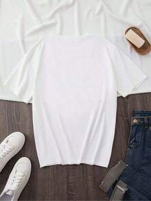 Gift Women's Casual Fruit Print T-Shirt - Short Sleeve, Round Neck, Lightweight, Orange Fruit Design On White Background, Soft Polyester, Ideal For Spring And Summer, Casual Summer T-Shirt | Fun Printed T-Shirt | Soft Fiber Top. Suitable As A Gift. Women's T-Shirt. Blouses > Elegant. Soft. - 白色的 - 查看 3