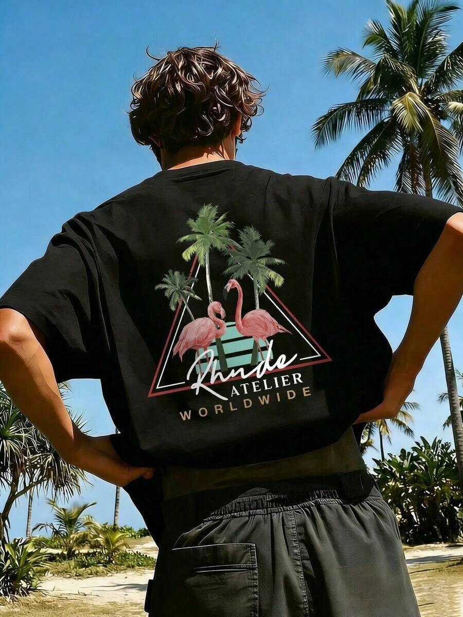 -Men's Printed Short-Sleeved Shirt, Casual And Vacation Style. Comfortable And Breathable, With A Light Touch.