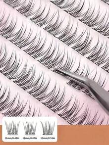 LIMEIKAI 120pcs Glue-Free False Eyelashes, Natural Fishbone Segmented Lashes, C-Curl Thick Individual Lashes, Volumizing Eyelash Set, Suitable For Beginners - View 4