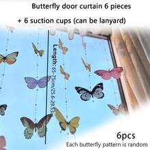 6pcs/Set Handmade Butterfly Hanging Doorway Curtain With Pearl For Home Decoration&Room Decoration, Finished And Unfinished - Multicolor - View 9