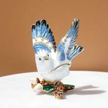 SUSUZUKU 1pc Creative Gift Metal Enamel Crafted Bird Jewelry Box, Unique Birthday/Valentine's Day Gift, Blue Bird Jewelry Box, Metal Enamel Creative Ring Necklace Earring Storage Box, Magpie Decorative Box - Little Flying Bird - View 1
