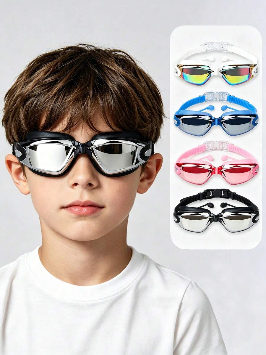 Kính bơi chống sương mù độ nét cao, tích hợp nút bịt tai, khắc laser, có hai màu trong suốt và hồng. - Nhiều màu - Xem 1