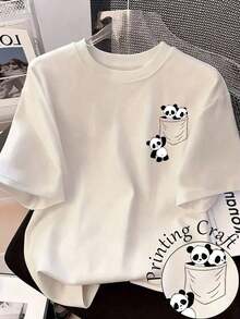 Camiseta de mujer de manga corta y cuello redondo con estampado de cerezas - Blanco 3 - Ver 1