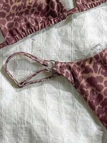 Conjunto de bikini de rayas coloridas y sexy para primavera/verano 2026, traje de baño de estilo minimalista de tres puntos para mujeres jóvenes - Multicolor 3 - Ver 4