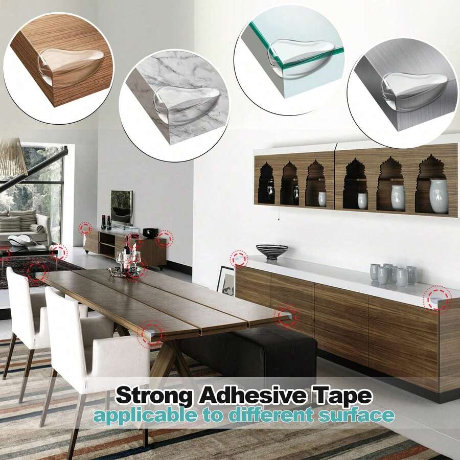 10-Pack Clear Silicone Furniture Corner Guards, Soft Anti-Collision Table Edge Cushion Bumpers, Shockproof Anti-Scratch Protector Covers For Home Daily Use - A - View 1