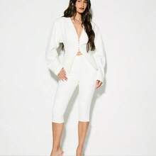 Capri Fitted Leggings With Side Split Hem - Blanco - Ver 5