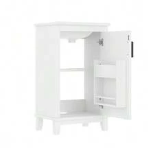 Freestanding Bathroom Cabinet Measuring 51x34x83cm, With Integrated Sink, Fully Lacquered, Shelves On The Door, Adjustable Shelves, Integrated Ceramic Sink, Ideal For Small Spaces, White Color. - White - View 10