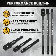 ELEAD 11件套1/4英寸六角柄重型CR-V钢冲击套筒适配器套装，通用银色六角形精密加工套筒转换器套件，适用于汽车维修、DIY项目和电动工具，男士实用工具礼品 - 14-Piece Impact Socket Adapter Set - 查看 6