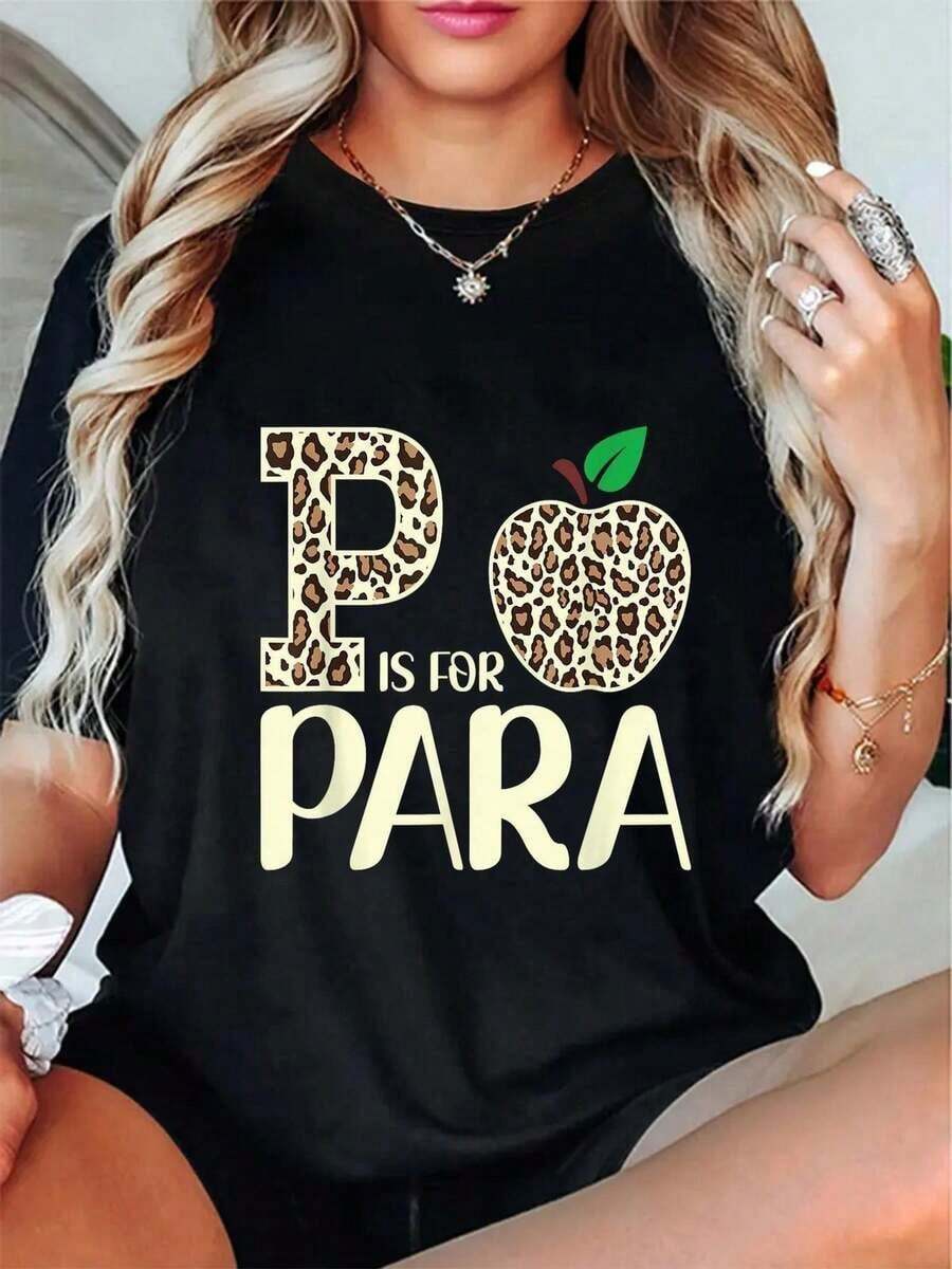 Playera minimalista moderna Plus Size P es divertida para profesores y profesores profesionales. Camiseta de cuello redondo y manga corta para mujeres y hombres, camiseta gráfica, tallas L-3XL 4XL. - Negro - Ver 1