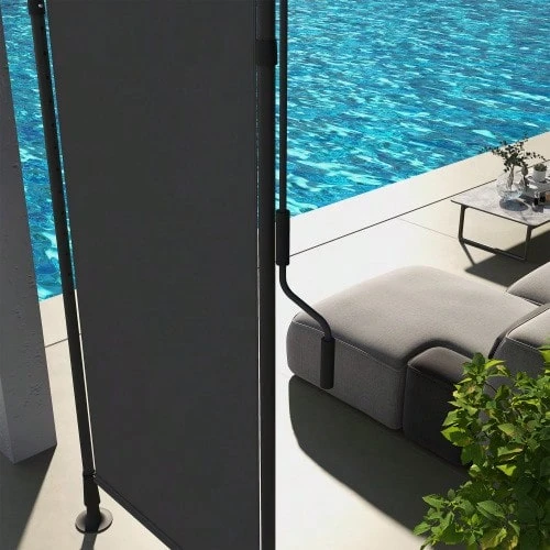 Vertical Awning, Sunshade, Balcony Blind, 120x220-310cm, Weatherproof With Crank, Polyester, Dark Grey, For Terrace & Garden - B - 查看 1