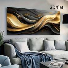 1pc Frameless Modern Golden Smooth Wavy Line Canvas Painting Art For Living Room Modern Canvas Poster For Bedroom And Living Room Decoration Paintings No Frame - 111 - View 3