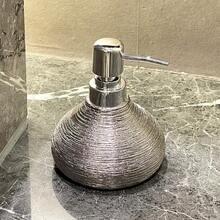 奢华拉丝香槟金陶瓷皂液器，酒店/公寓浴室液体皂瓶，家用乳液按压瓶，圆形防滑台面装饰，高端液体分配器 - 銀色橢圓 - 查看 10