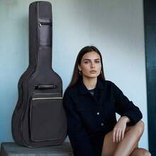 Wasserdichte Gitarrentasche für 39/40/41 Zoll Akustikgitarren, Hochwertiges Gig Bag mit Verstärkter Polsterung & Tragegurten, Robuster Gitarren-Rucksack mit Mehreren Fächern für Zubehör - Schwarz - Übersicht 6