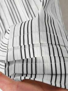 Blusa casual, cómoda y elegante de color azul marino para primavera y verano - Blanco y Negro - Ver 6