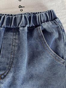 Boys' Casual Cargo Jeans, Versatile For All Seasons, Side Pockets, Loose Straight Fit Workwear Denim Pants - Blue - View 3