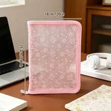 Álbum de fotos con anillas de 6 en formato A5 de malla rosa con patrón de corazones lindos, con cremallera, para tarjetas fotográficas transparentes y diario - A5 - Ver 15