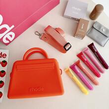 Silicone Handbag With Zipper, Multifunctional Portable Tote Bag, Versatile Storage Bag For Headphones, Simple And Cute Wallet, Portable Small Bag For Cosmetics, Keys, And Various Items. - Grey - View 3