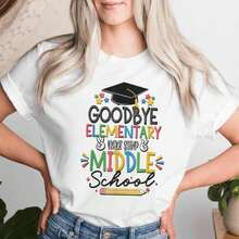 Adiós Primaria, próxima parada: Escuela Secundaria.Camia de graduación para mujer.Transpirable y cómoda. - Blanco - Ver 2
