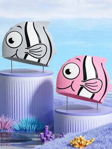 2pcs Kids Swimming Cap, Funny Fish Design, Suitable For 3-6 Years Old Girls And Boys With Short Hair, Pool Use - Multicolor - View 8