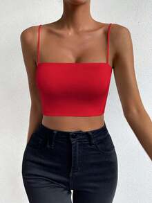 Top corto de color sólido ChicEase - Rojo - Ver 6