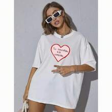 Camiseta de manga corta para mujer, de algodón, estilo retro americano, holgada, versátil, casual, moderna y personalizada. - Blanco - Ver 1