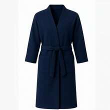 Soft Cozy Plus Size Unisex Bathrobe For Women And Men, Warm Terry Cloth Microfiber, Long With Pockets, Post-Bath, Winter - Màu xanh hải quân - Xem 4