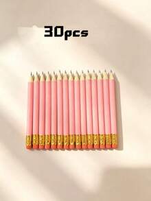 30 chiếc bút chì ngắn màu hồng, dài 10cm, độ cứng HB, dành cho học sinh. - Bộ - Xem 8