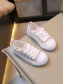 Children's Bright Color Lace-Up Girls' Canvas Shoes, Flat Comfortable Kids' Canvas Shoes, Spring/Autumn Student Shoes, Glitter Sequin Girls' Fashion Performance Shoes - White - View 5
