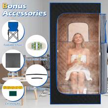 GOFLAME Large Steam Sauna Box 88 X 88 X 180 CM Sauna Tent With 3L Fast-Heat Steamer 15-Level Temperature Home Spa With Remote Control Foldable Chair & Mat - Blue - View 9