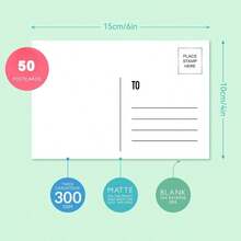 50pcs Blank Postcards, DIN A6 Size, White & Brown Cardstock Material, Suitable For DIY Cards For Wedding, Birthday, Christening, Communion - A - View 2