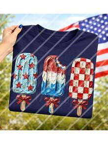 10 pouces Autocollants de transfert de chaleur patriotiques de Popsicle, convenant pour le 4 juillet Jour de l'Indépendance, le Jour du Souvenir, les T-shirts, les sweats, la décoration de tissu, les oreillers, les sacs fourre-tout, des patchs de transfert thermique en plastique durable, décorations de fête de vacances - Taille unique - Voir 4