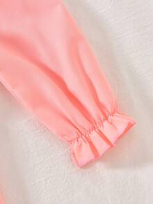 Vihyde Young Girls Hollow Embroidery Apron Lace Trim Bow Round Neck Long Sleeve 2 In 1 Dress - Baby Pink - View 11