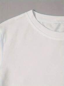 1 Piece Casual Fashion For Men And Women Spring Clothes Women Light Blue Bear Pattern Printed T-Shirt - Short Sleeve Round Neck Casual Top With Effort Slogan And Dollar Sign Design, Machine Washable Suitable For All Seasons, Comfortable Loose Fit And Comfortable Summer Versatile Style, Easy To Match, Suitable For Daily Wear, Urban Style, Holiday Outfits, Weekend Outfits. - 白色 - 查看 3