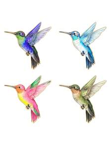 Hummingbird Series Brooch, Exquisite Lively Metal Alloy Clothing/Bag/Pencil Case Decor Enamel Printed Bird Badge - Multicolor - View 3
