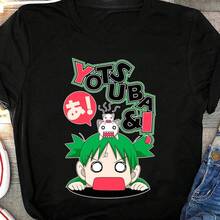 Unisex-t-shirt tillverkad av ren bomull, Yotsuba-tröja, Yotsubato-anime-tröjor, Azumanga Daioh manga-tröja, Harajuku kawaii japanskt te, sommar-t-shirt, blus, bastoppar, toppar, skjorta, kreativ design, utomhuslek, cool stil, rolig design, perfekt för utomhuslek, kreativ design, utomhuslek, cool stil, rolig design, perfekt för utomhuslek - Svart - Visa 1