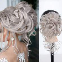Messy Bun Hair Women Chignon Wig Piece Tousled Updo Air Extensions With Elastic Hair Bands Curly Hair Bun - Multicolor - View 12